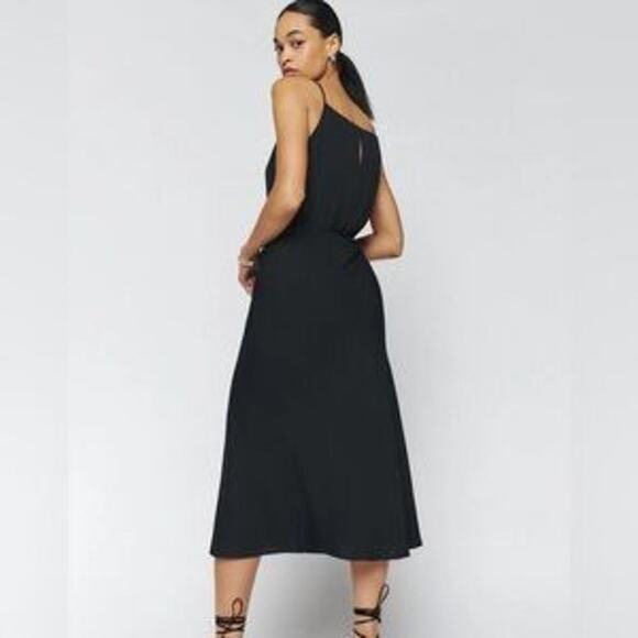 Reformation Women's Black Square Neck Truett Wrap Dress Size 4 - Picture 2 of 6